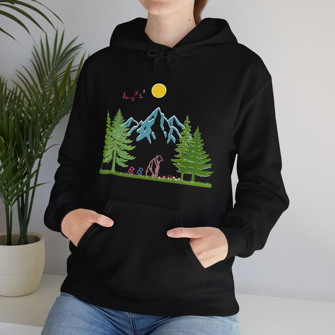 Mother Bear And Her Cubs Heavy Blend™ Hooded Sweatshirt