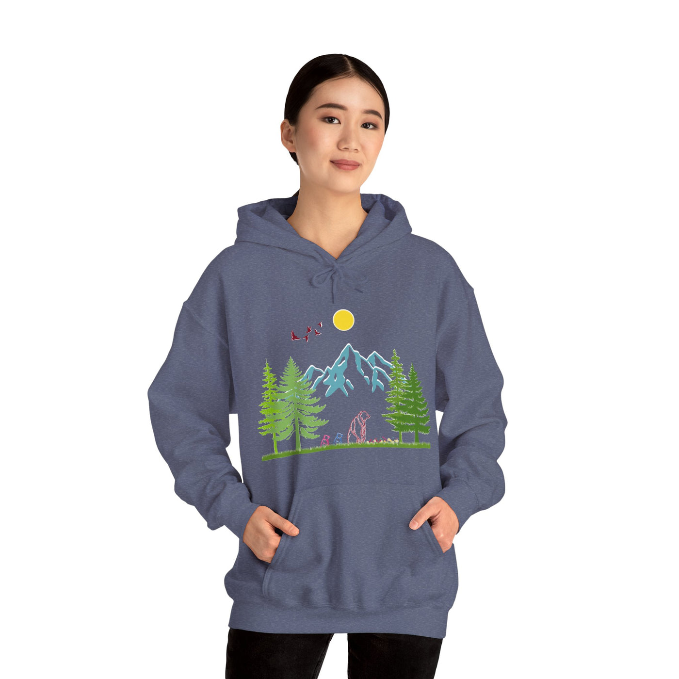 Mother Bear And Her Cubs Heavy Blend™ Hooded Sweatshirt