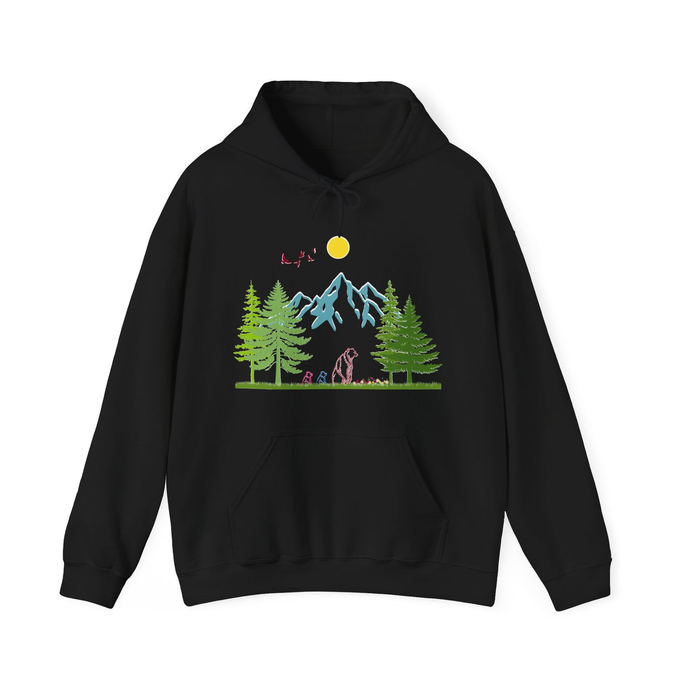 Mother Bear And Her Cubs Heavy Blend™ Hooded Sweatshirt