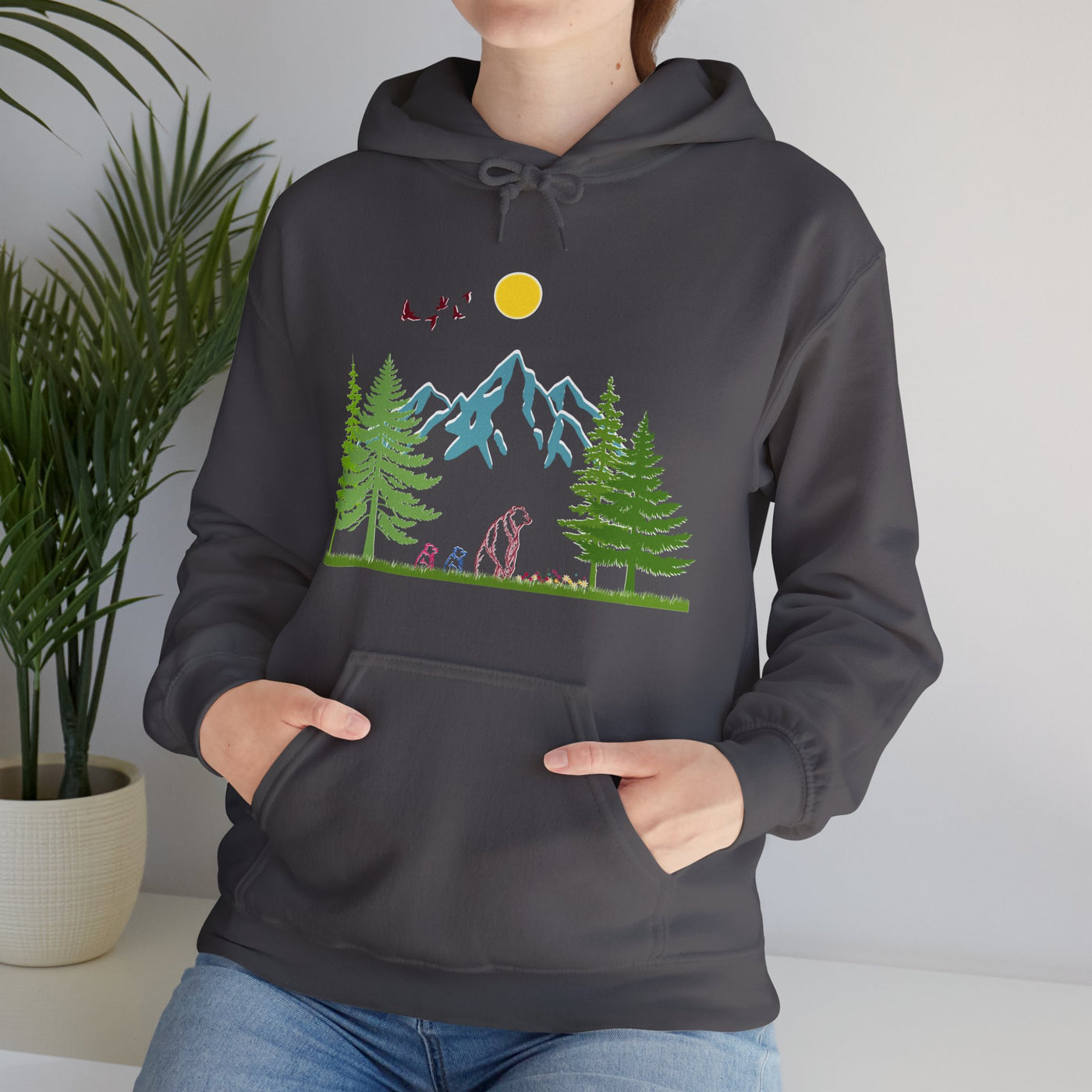 Mother Bear And Her Cubs Heavy Blend™ Hooded Sweatshirt