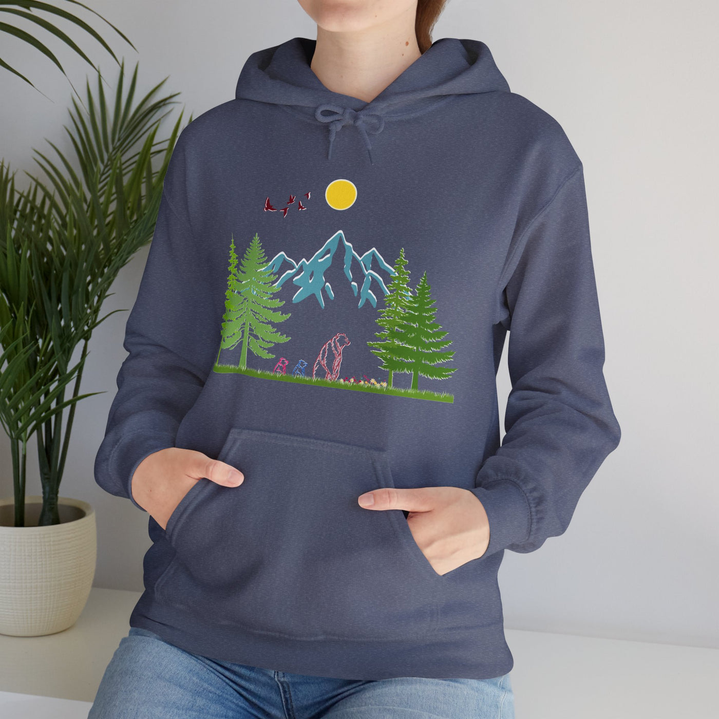 Mother Bear And Her Cubs Heavy Blend™ Hooded Sweatshirt