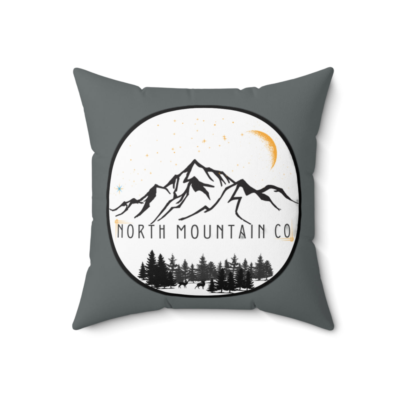 Deer Under Midnight Moon Spun Polyester Square Pillow