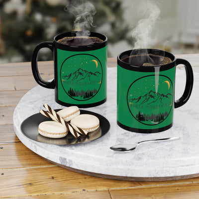 Deer Under Midnight Moon Black Coffee Mug, 11oz